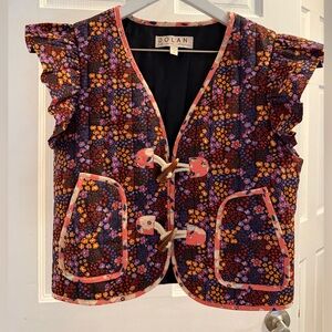 Dolan Multicolor Floral Vest with Ruffle Sleeves